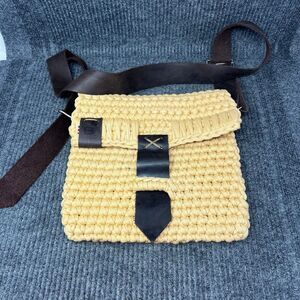 Bulerias Tan Brown Handmade Crochet Leather Costa‎ Rican Textile Shoulder Bag